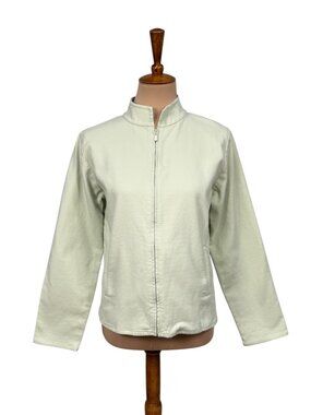 Eileen Fisher Petite Full-Zip Textured Jacket PM Cotton Blend